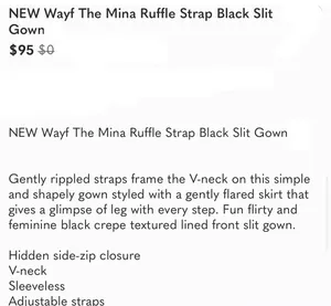 WAYF NWOT The Mina Ruffle Strap Gown In Black thumbnail 12