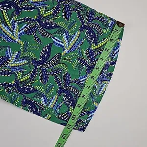 Midnight Sky -175‎ Blue Green Floral Linen Blend Tie Waist Wide Leg Pants Size S thumbnail 9
