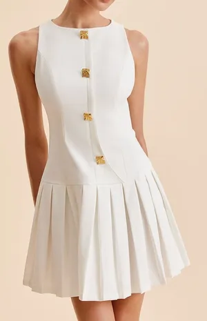 Commense Metal-Button Pleated Tank Dress size s thumbnail 1