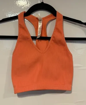 Orange Ribbed Free People Movement‎ Racerback Crop Top thumbnail 1