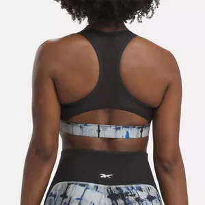 Reebok Lux Perform Printed Racer Bra - Pure Grey - Large - NWT thumbnail 4