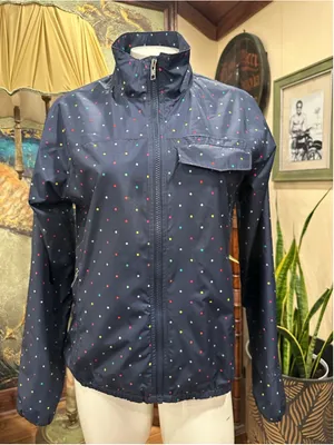 The North Face Women's Windbreaker Polka Dot Jacket Navy Blue Full Zip Size S thumbnail 4