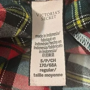 Victoria’s Secret Small Pajama Pants Plaid Red Black White Ribbon Tie thumbnail 5