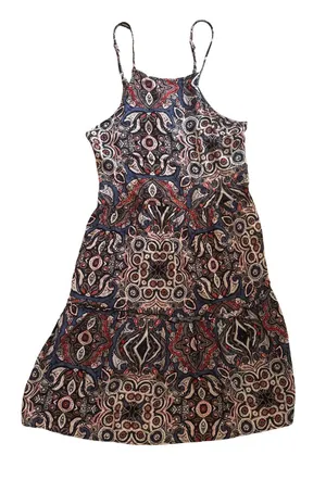 Abercrombie & Fitch Navy and Red Paisley-Print Spaghetti Strap Midi Dress thumbnail 1