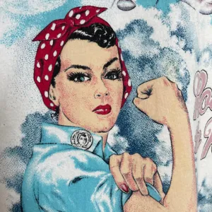 Hanes Vintage 90s‎ Rosie the Riveter T-Shirt Size Large White FLAWS Retro 1995 Graphic thumbnail 12