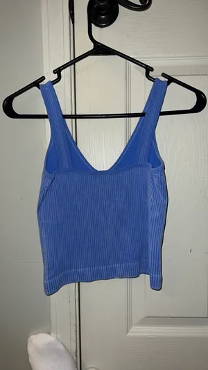 Blue V Neck Crop Top thumbnail 3