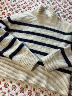EUC & Other Stories Mock Neck Crop Sweater Striped size XS/Small Retails $90 thumbnail 6