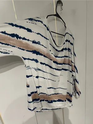 White Tie-Dye Stripe Set with Navy & Tan size 2X thumbnail 9