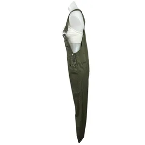 NEW American Bazi Women's Olive Green Bib Skinny Ankle Utility Overalls Size L thumbnail 2