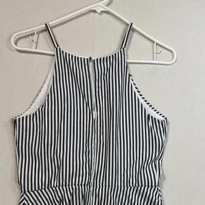 I.N. San Francisco Black and White Striped Dress with Floral Detail thumbnail 6