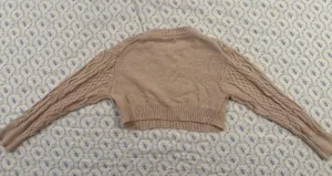 Garage Knit Cropped Cable Sweater Cream thumbnail 3