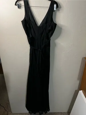 Morilee Madeline Gardner 21681 Black Cutout Tie Waist Slit Chiffon Maxi Dress thumbnail 7
