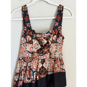 Anthropologie Midi Dress Womens XS Square Neck Tapestry Tiered Ruffle thumbnail 4