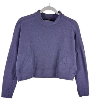 Zobha Purple Long Sleeve Mock‎ Neck Cropped Athleisure Pullover Women's Size M thumbnail 1