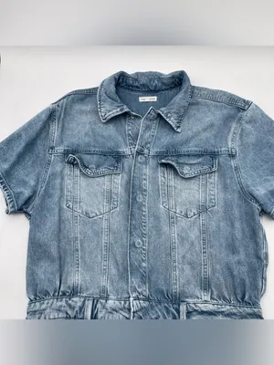 Good American Weightless Light Blue Denim Short Sleeve Romper Sz 4 XL thumbnail 5