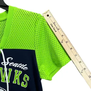 Seattle Seahawks NFL Football Shirt M Blue Green Lace Up Top Superbowl Champs‎ thumbnail 9