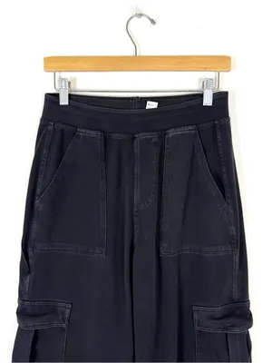 Halara Flex Black Denim Wide-Leg Cargo Pants thumbnail 5