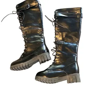 Women’s Lace Up Knee High Combat Boot NEW Size 38 (US7) thumbnail 1