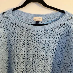 Universal Threads Womens Large Sky Blue Knot Sweater Crochet Vintage thumbnail 2