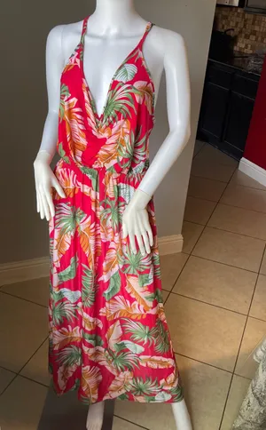 New Women’s Pink Tropical sleeveless dress thumbnail 11