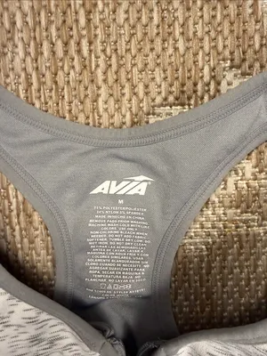 Avia Women's Front-Zip Sports Bra in Gray/White thumbnail 2