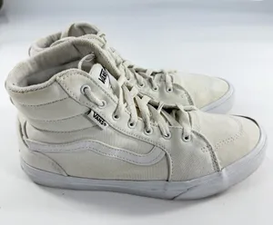 Vans Sk8-Hi High Top Sneakers Off-White‎ Cream Canvas Mens 6.5 Womens 8.0 thumbnail 1