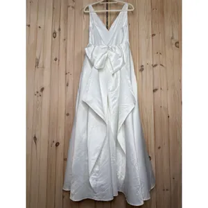 NWT Lulus Blissfully Beloved Ivory Backless A-Line Bow Maxi Dress Bridal Size M thumbnail 6