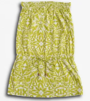 ONeill Womens Lime Green White Y2K‎ Cotton Strapless Tube Dress Smocked Medium thumbnail 1