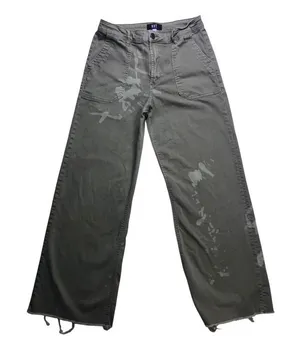 Kut‎ From The Kloth Meg Wide Leg Women 8 Olive Green Bleach Splatter thumbnail 1