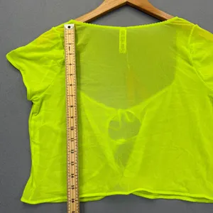 SKIMS Summer Mesh Lace Super Cropped Top Green Highlighter 4X DR-MIN-3585 NEW thumbnail 8