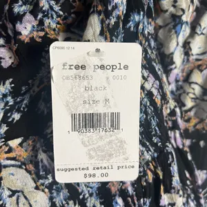 Free People Washed Ashore Black Floral Print Twist Back Mini Dress Size M thumbnail 13