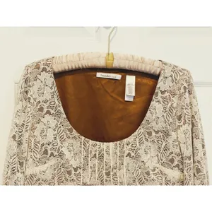Laundry Coquette Babydoll Lace Dress Size 12 Cream Brown Cottage Boho Ren Faire thumbnail 4
