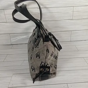 Dooney n Bourke vintage shoulder canvas leather purse black thumbnail 2