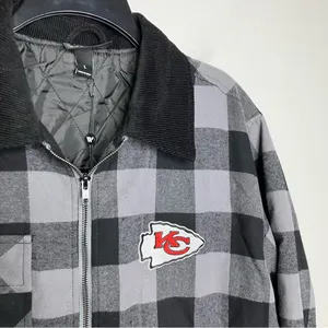 Kansas City Chiefs flannel‎ jacket black gray buffalo plaid women’s size large thumbnail 4