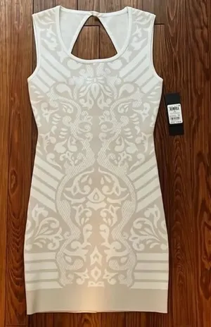 GUESS ornate diamond dress milk multi Size Large NWT thumbnail 1