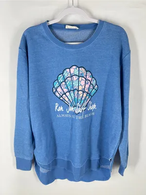 Ron Jon Surf Shop‎ Always at the Beach Seashell Graphic Sweatshirt Size L thumbnail 1
