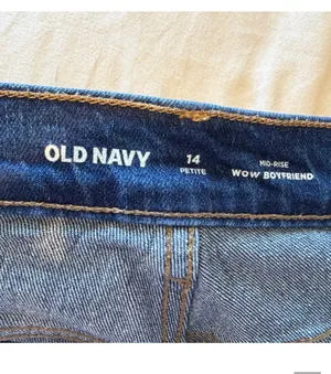 Old Navy Wow Mid-Rise Dark Wash Boyfriend Blue Jeans thumbnail 3