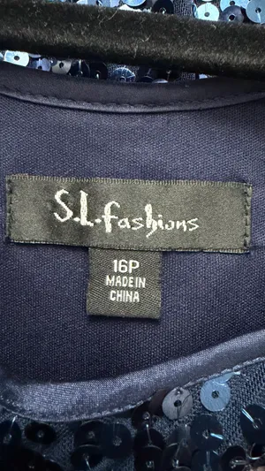 S.L fashions navy blue sequin short sleeve mini dress thumbnail 2