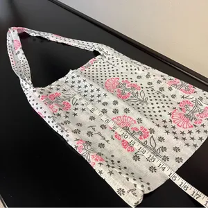 NWOT Free People boho gauzy fabric tote 14”x15”, lightweight, packable thumbnail 8