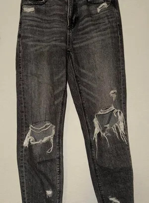 American Eagle Outfitters black & gray distressed jeans. Size 0 short thumbnail 1