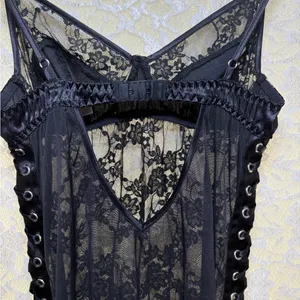 Victoria's Secret Black Lace Chemise with Eyelet Detail lace satin XS thumbnail 7