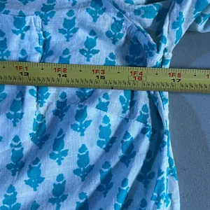 J. Crew Women's Teal Blue White Cotton Thistle Print Popover‎ Size Small thumbnail 5