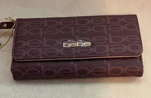 bebe Logo-Print Clutch Wallet - Plum thumbnail 1