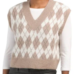 NWT William Rast Tan Argyle Sweater Vest Medium thumbnail 1