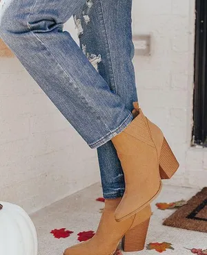 NWT Impressions Boutique The Celine Faux Suede Bootie In Tan thumbnail 1