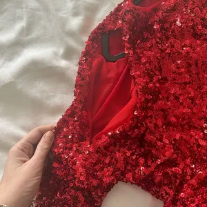 NTW Boston Proper Red Sequin Cold-Shoulder Party Dress size 6 thumbnail 7