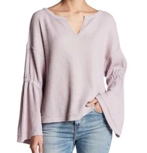 Free People We The Free Thermal Waffle Knit Dahlia Top Size Small Sweater thumbnail 1