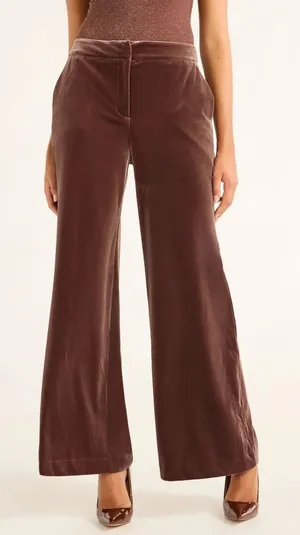 Sofia Jeans Womens Pants Size 10 Brown Velvet Wide Leg High Rise Trousers Zip thumbnail 1