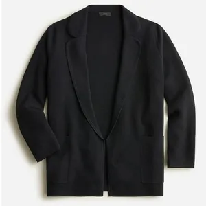 J. CREW Women's M Eloise Blazer Cardigan Sweater Black Wool Blend Patch Pockets thumbnail 1