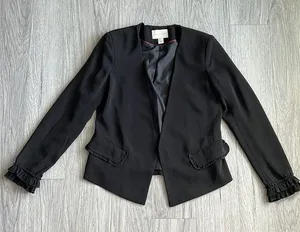 Adrienne Vittadini Black Blazer With‎ Ruffle Sleeves Size S thumbnail 1